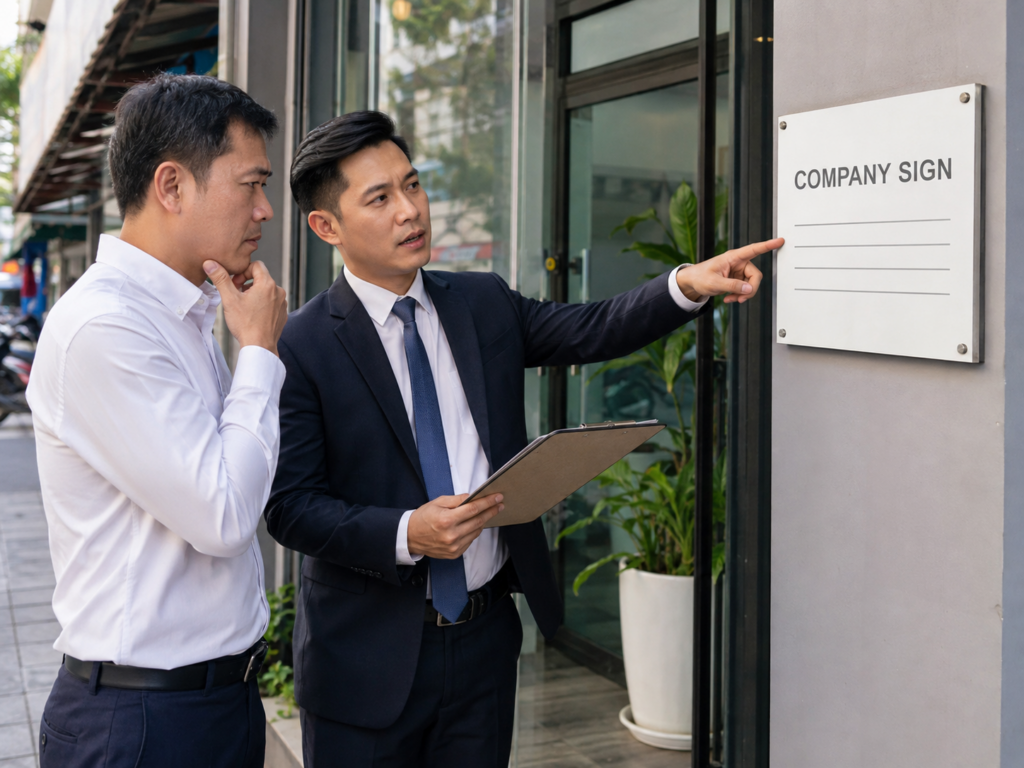 treo biển hiệu công ty